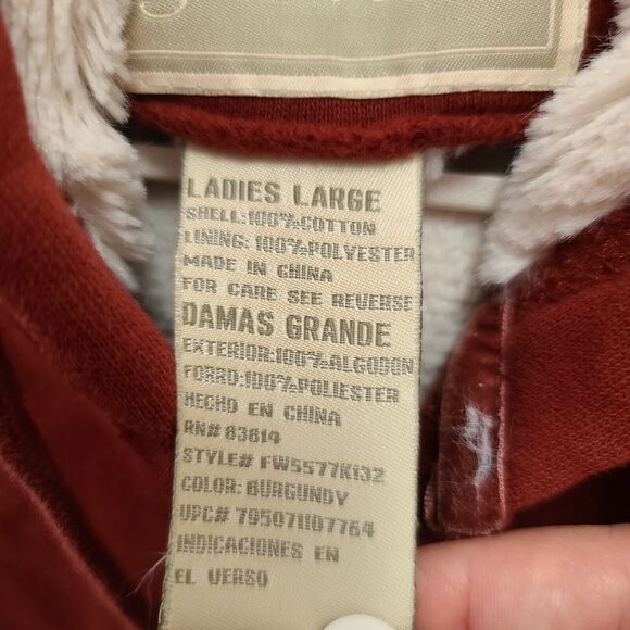 Green Tea Womens Hoodie Red Size Large Cotton Shell Polyester Lining Long Sleeve - Picture 6 of 12